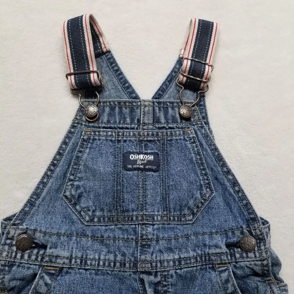 Oshkosh B’gosh 12-18 mo Bib Overalls Classic Snap Legs Adjustable Straps